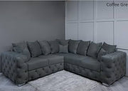 Gray sectional sofa in a room with a neutral color scheme